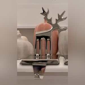 Crate & Barrel Silver Reindeer Stocking Holder